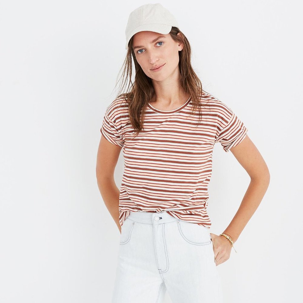 Madewell Whisper Cotton Tee Cordoba Stripe Size M